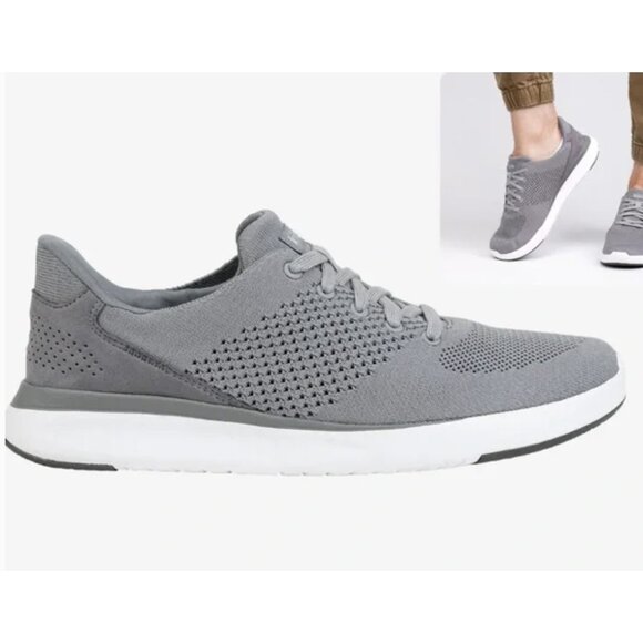 KIZIK Lima Hands Free Lace Up Shoes Sneakers in Gray Knit Comfy Travel Casual - Picture 1 of 14